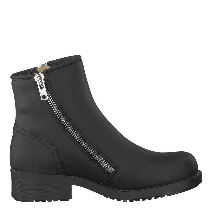 Mid Zip Boot Warm Lining Black/shiny Silver
