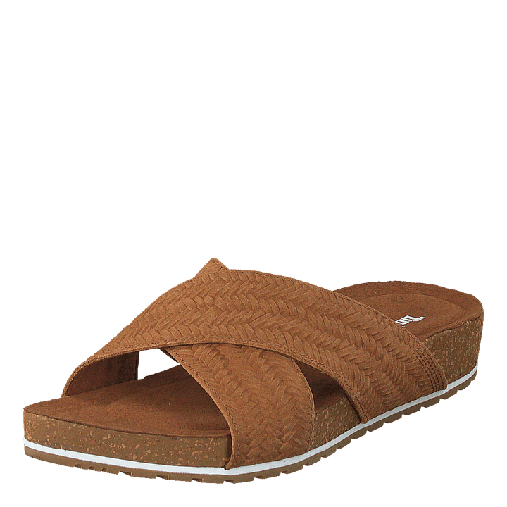 Malibu Waves Cross Slide Rust Embossed Suede