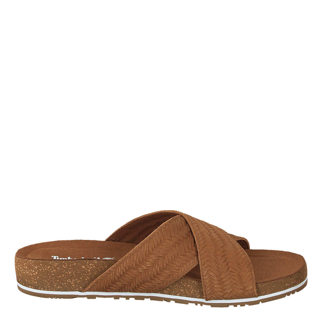 Malibu Waves Cross Slide Rust Embossed Suede