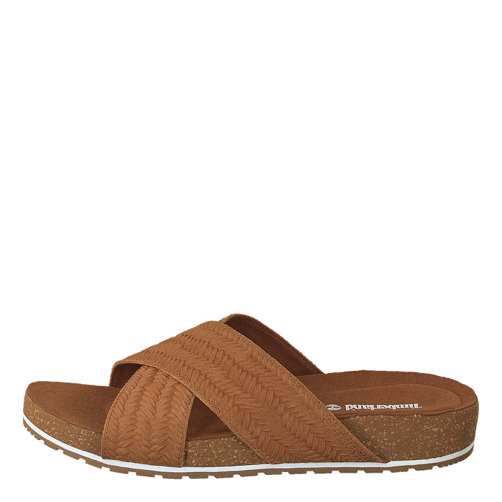Malibu Waves Cross Slide Rust Embossed Suede