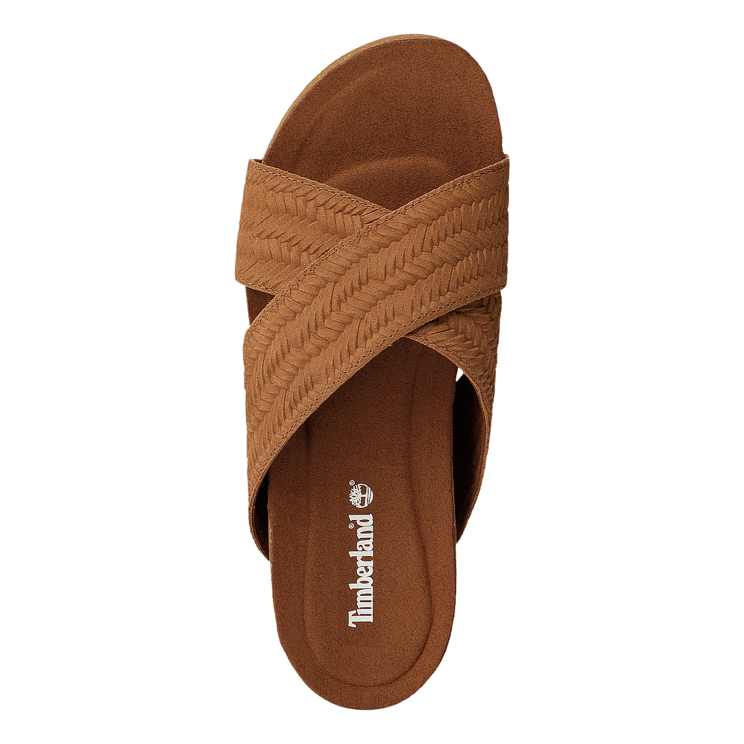 Malibu Waves Cross Slide Rust Embossed Suede