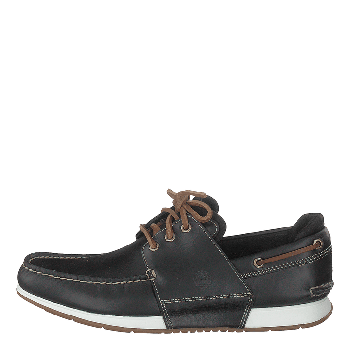 Heger's Bay 3 Eye Boat Black Full Grain