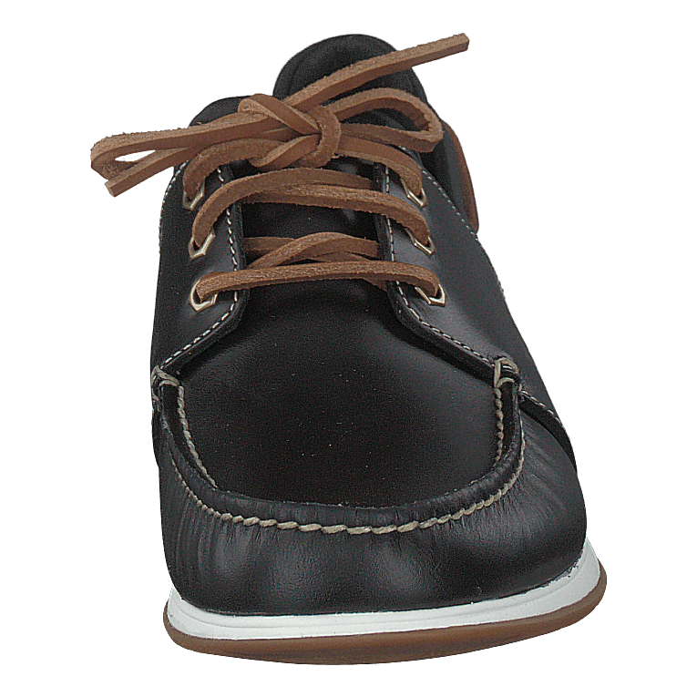 Heger's Bay 3 Eye Boat Black Full Grain