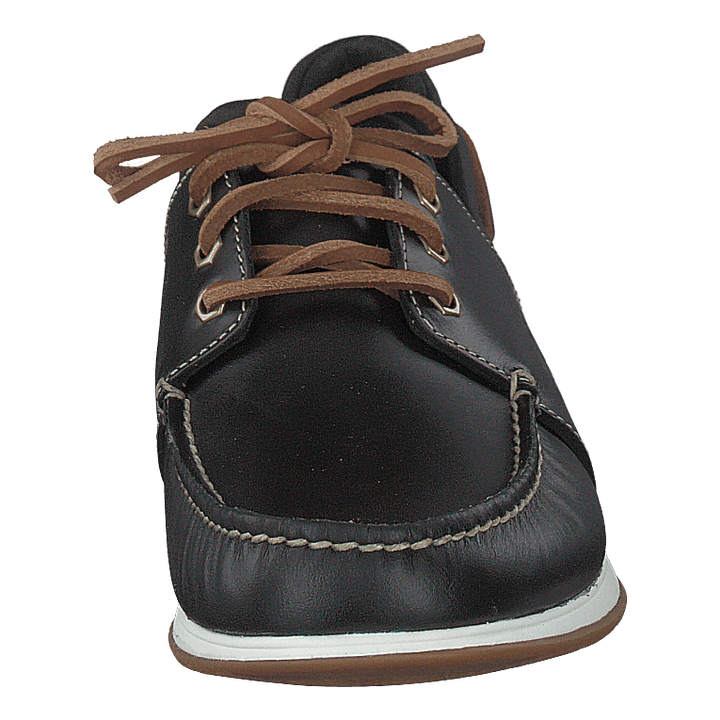 Heger's Bay 3 Eye Boat Black Full Grain