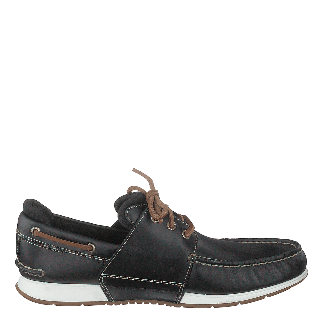 Heger's Bay 3 Eye Boat Black Full Grain