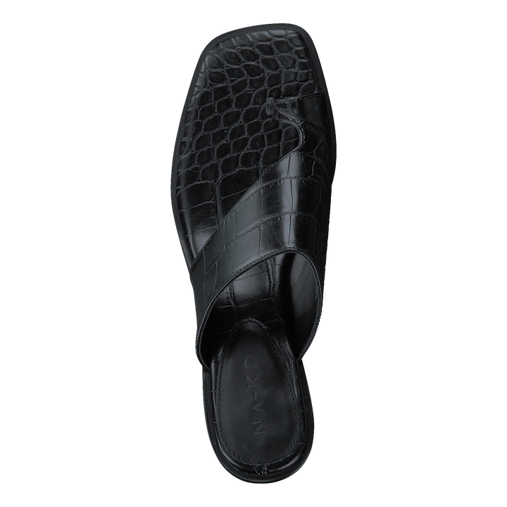 Toe Ring Mules Black