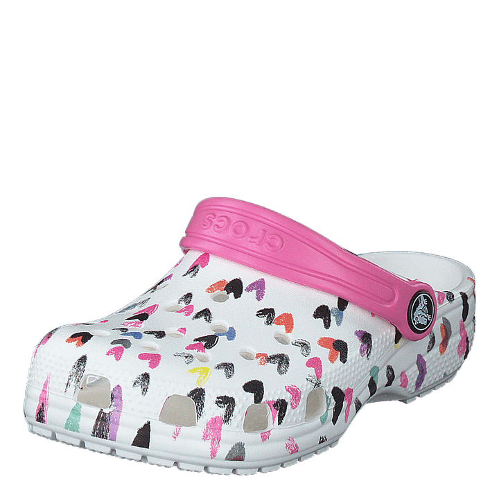Classic Heart Print Clog K White - Heppo.com
