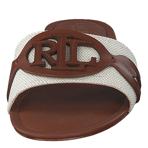 Alegra Canvas-Leather Slide Sandal Natural / Deep Saddle Tan