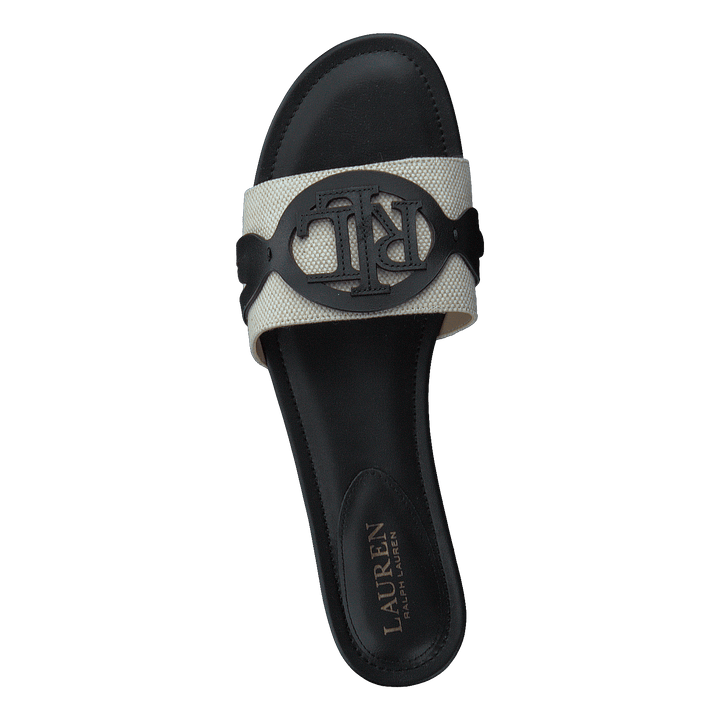 Alegra Canvas-Leather Slide Sandal Natural / Black