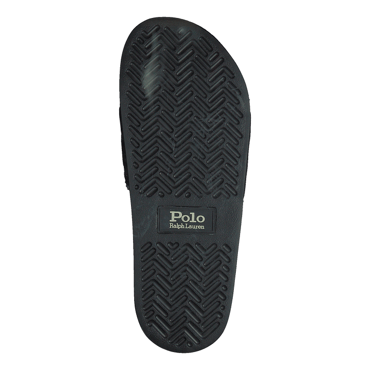 Faux-Shearling–Lined Suede Slide Black
