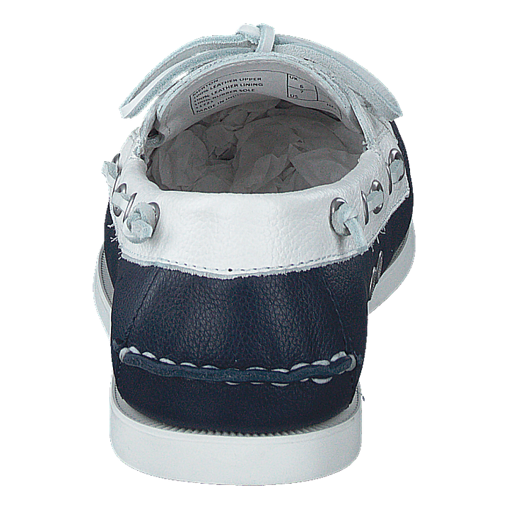 Merton Two-Tone Leather Boat Shoe Cream / Navy