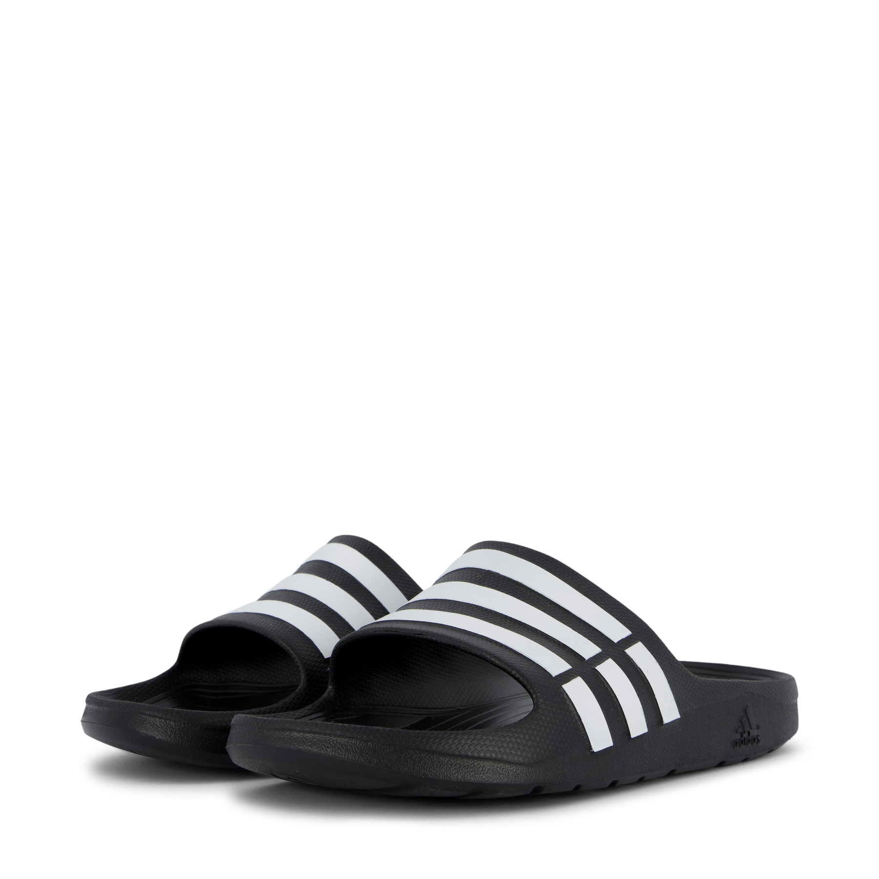 Black and white adidas flip flops sales