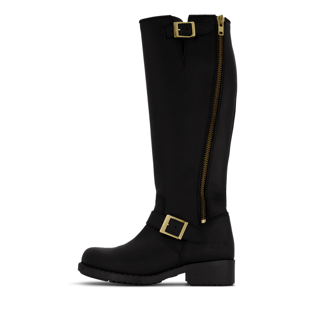 High Boot Double Zip Black / Shiny Gold