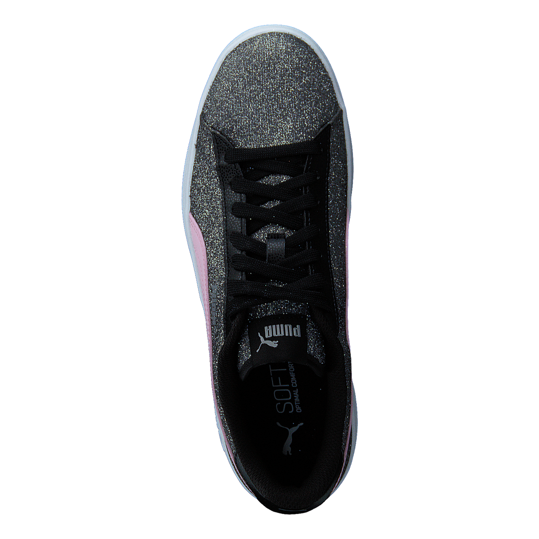 Puma Smash V2 Glitz Glam Jr Black-pinklady