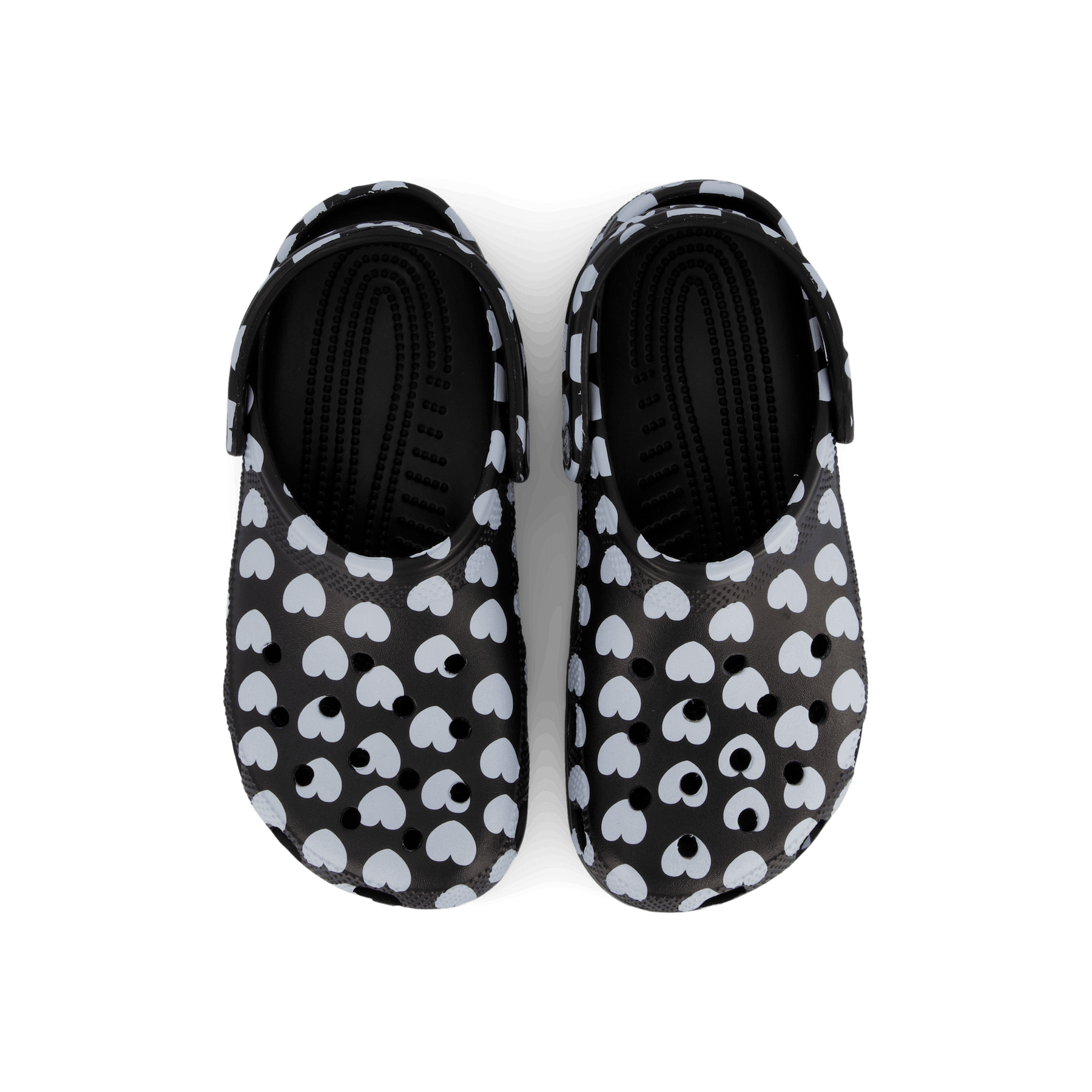 Classic Heart Print Clog Black White