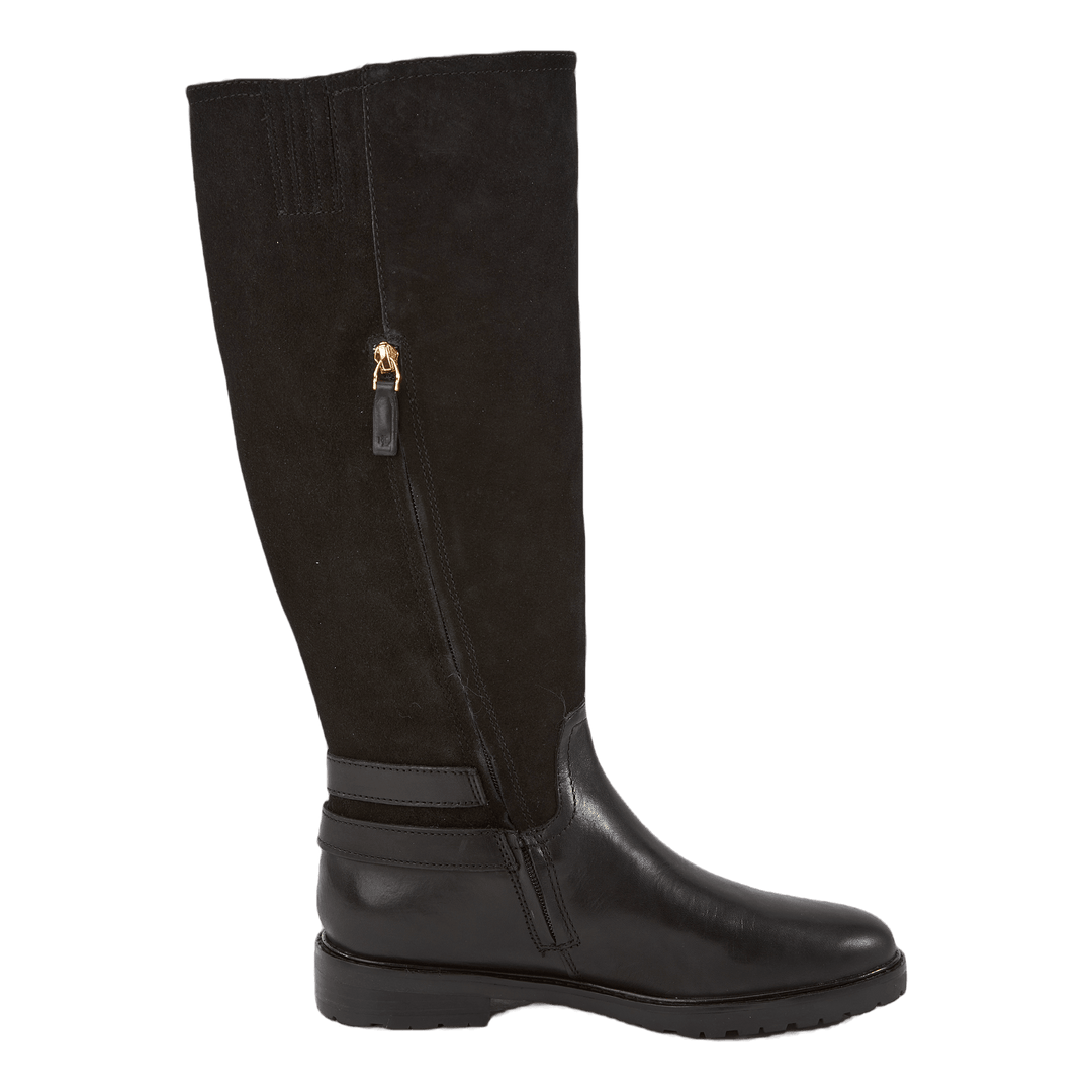 Emelie Leather & Suede Riding Boot Black/Black