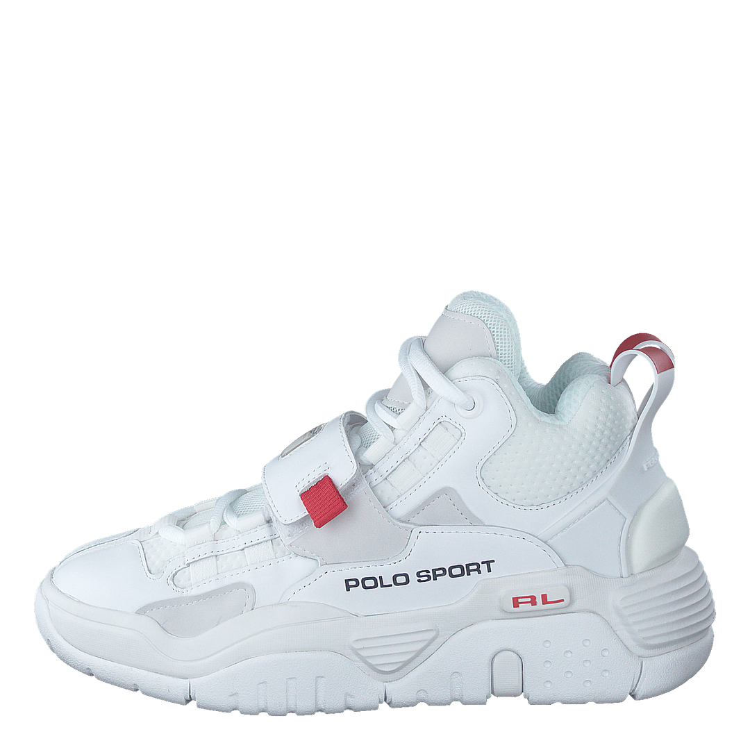 PS100 High Top Sneaker White Navy RL2000 Red