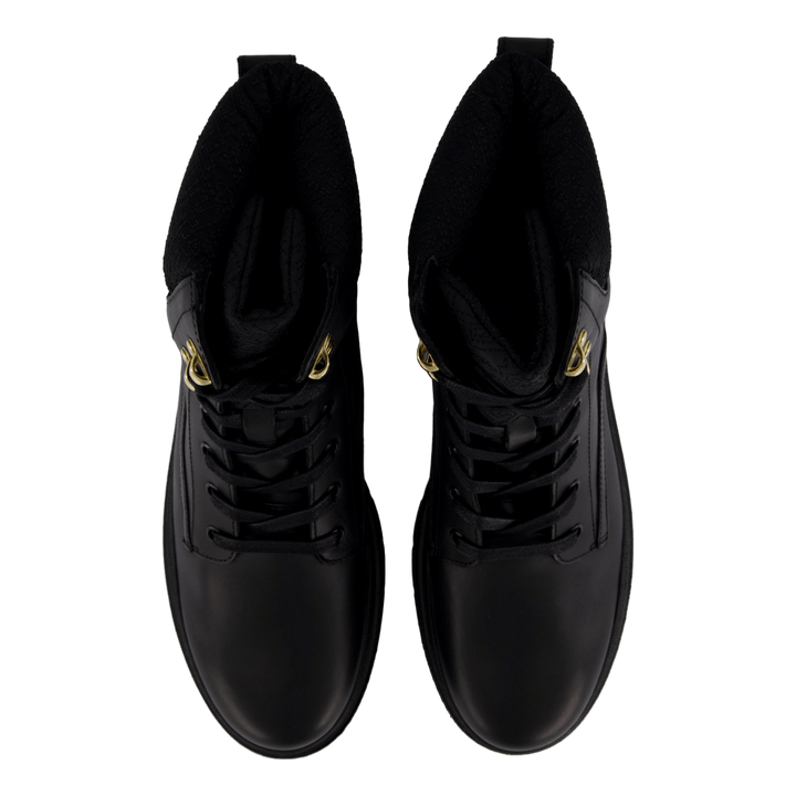 Cleated Lace-up Lthr Mix Mono  Black