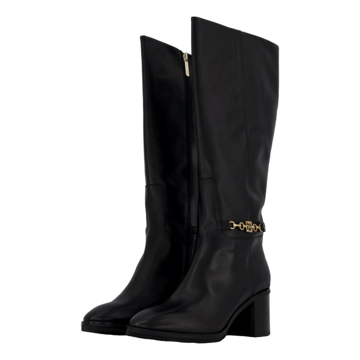 Th Chain Leather Long Boot Black