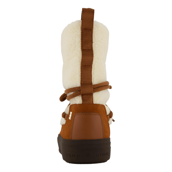 Lace-up Faux Shearling Snowboo Cognac Brown