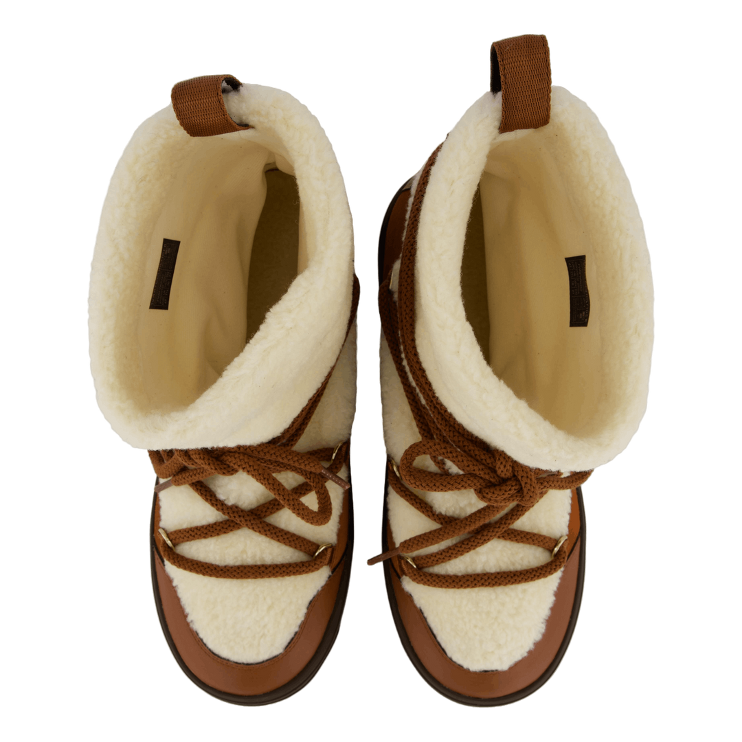 Lace-up Faux Shearling Snowboo Cognac Brown