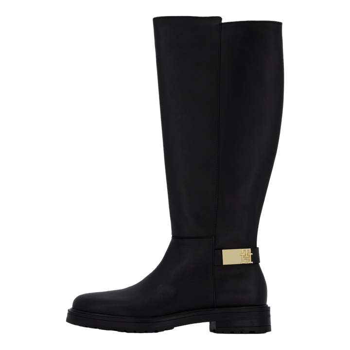 Th Logo Leather Long Boot Black