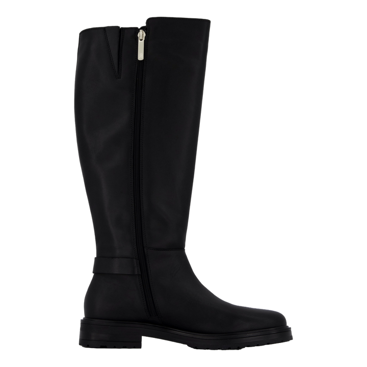 Th Logo Leather Long Boot Black