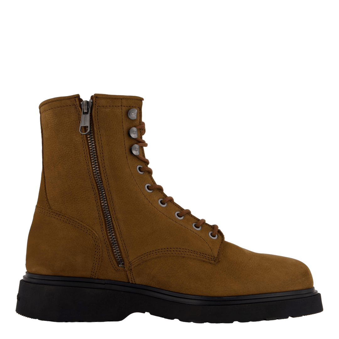 Lace Up Boot W/ Zip Suede Snuff Brown