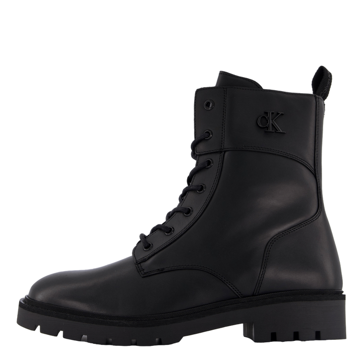 Combat Boot Mid Zip Lth In Cal Triple Black