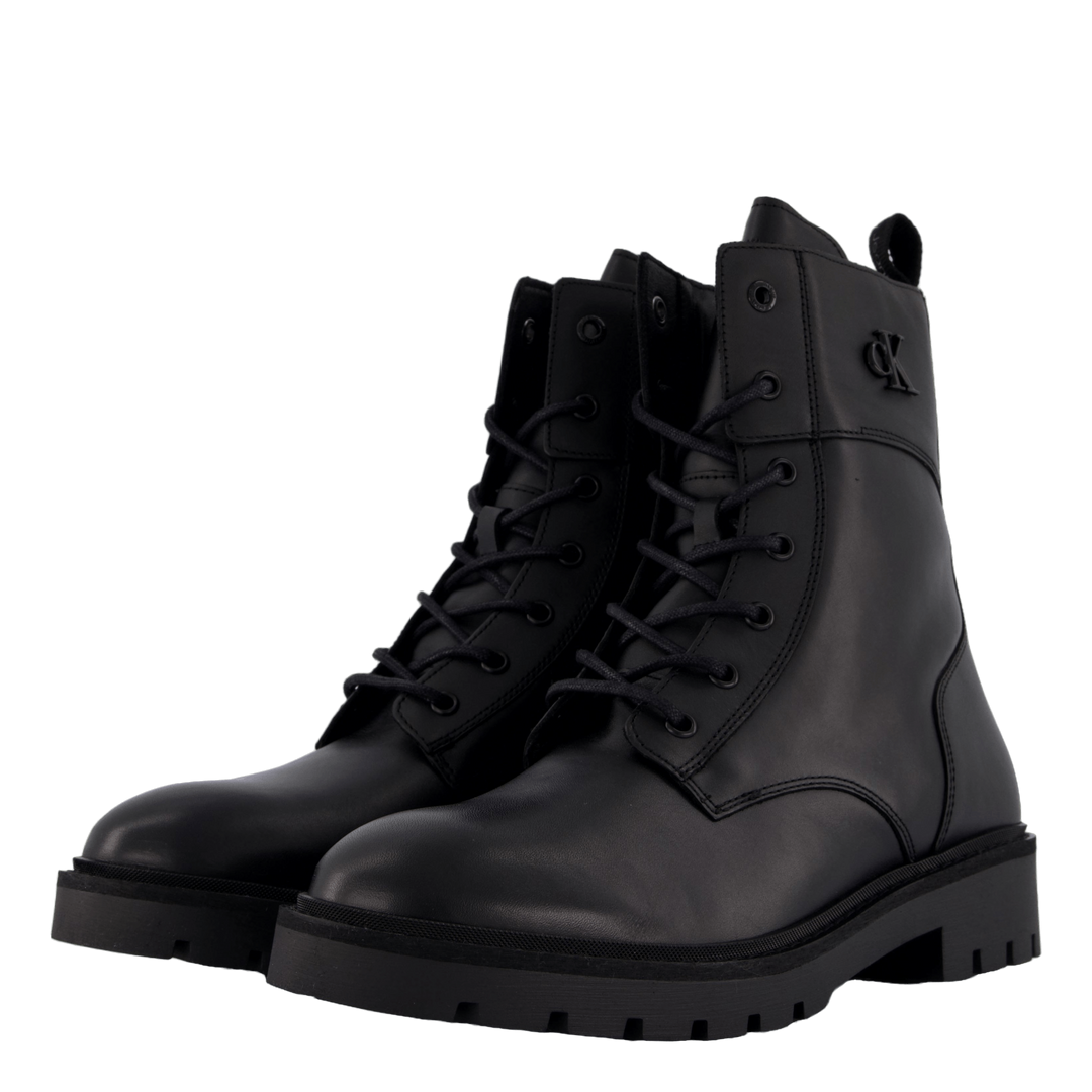 Combat Boot Mid Zip Lth In Cal Triple Black