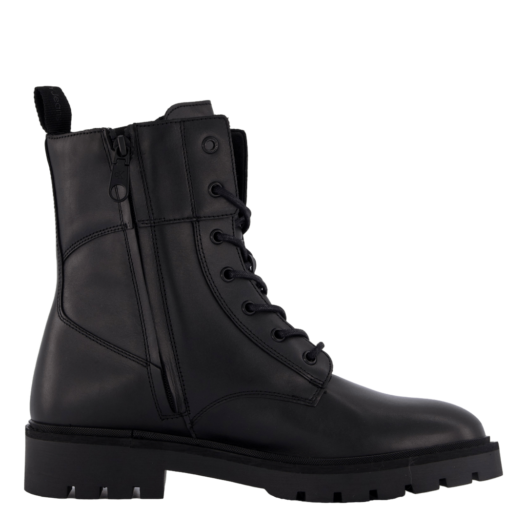 Combat Boot Mid Zip Lth In Cal Triple Black