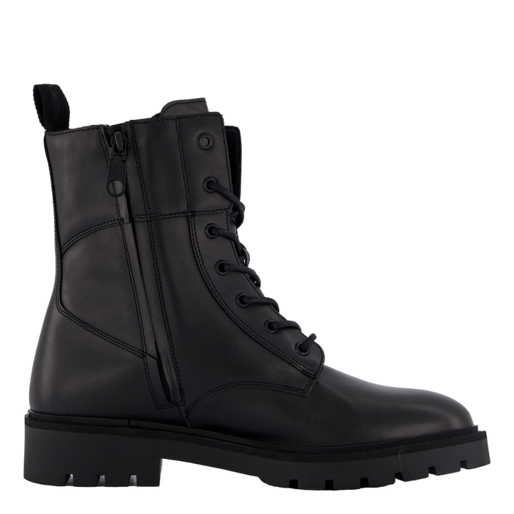 Combat Boot Mid Zip Lth In Cal Triple Black