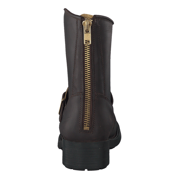 Low Boot Zip Back Brown/Shiny Gold