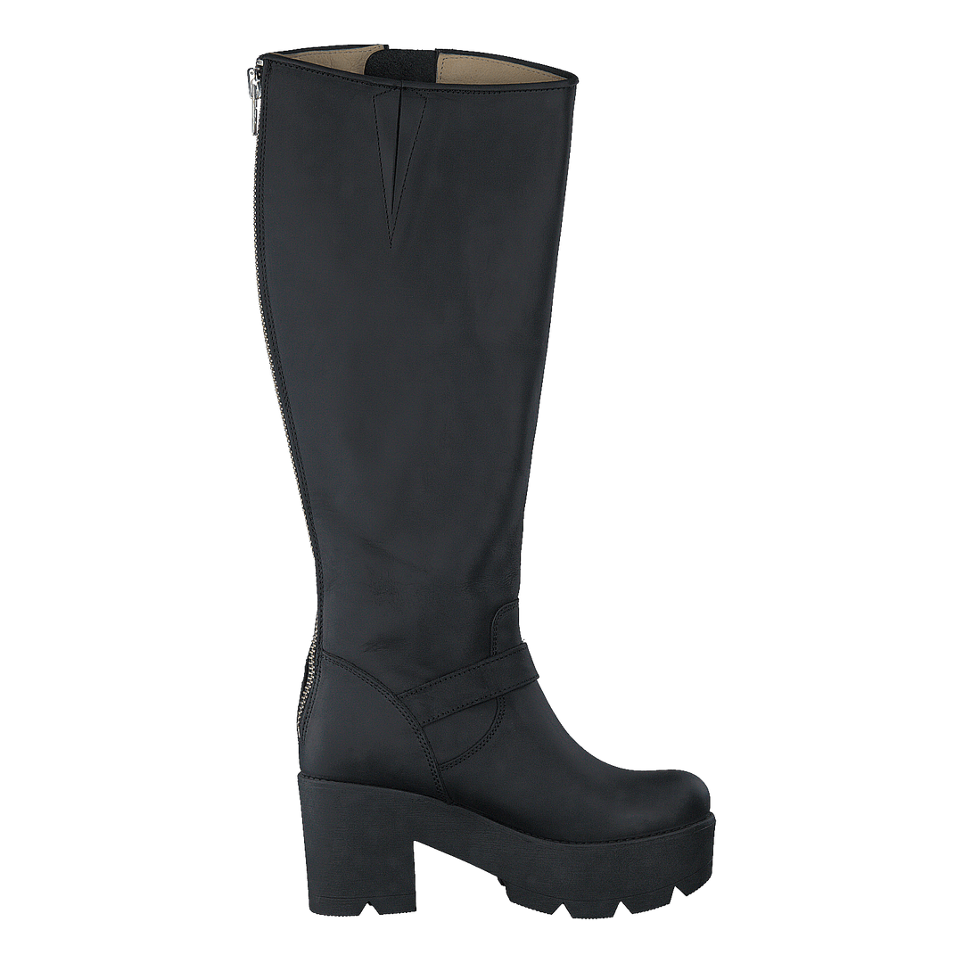 High Platform Boot Black / Shiny Silver