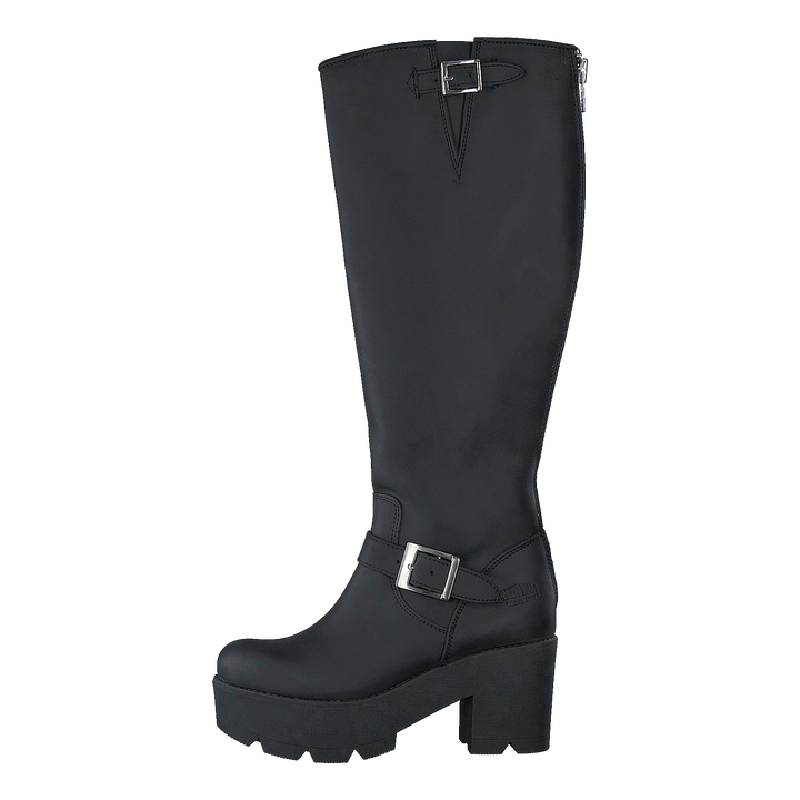 High Platform Boot Black / Shiny Silver