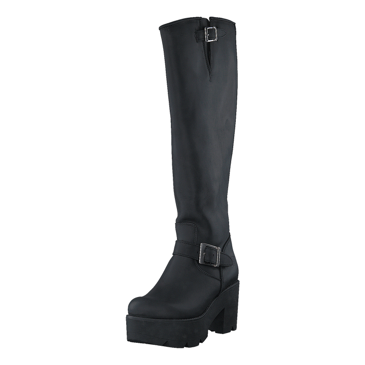 High Platform Boot Black / Shiny Silver