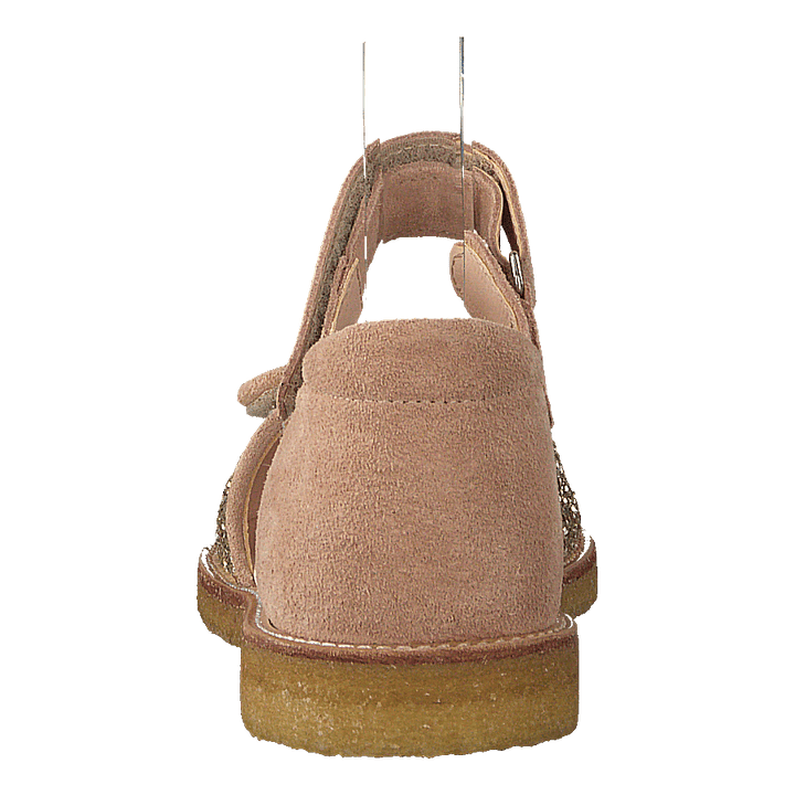 Sandal With Velcro Closure Nude/champagne Glitter