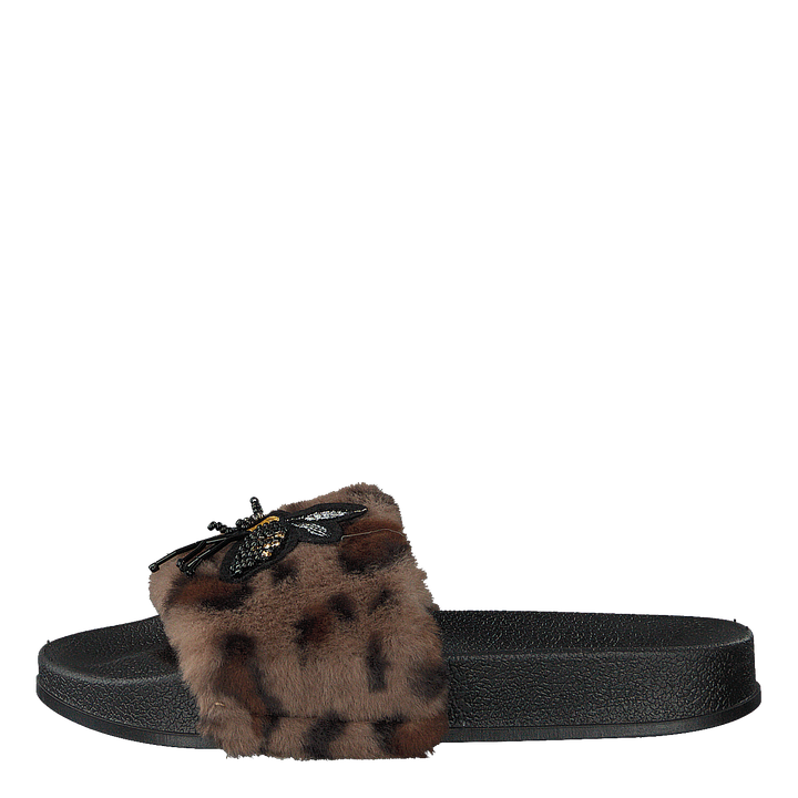Sandal Fur Brown Leopard