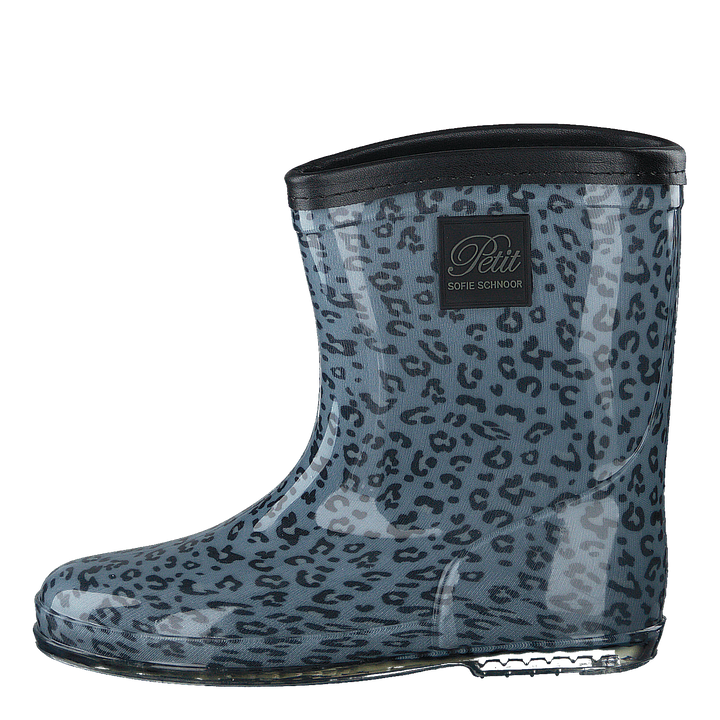 Rubber Boot Baby Leopard - Blue
