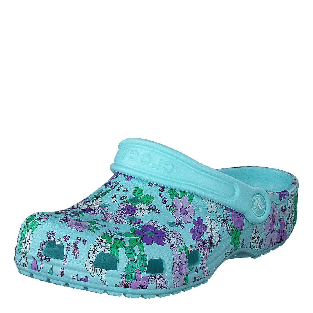 Classic Floral Clog Ps Ice Blue