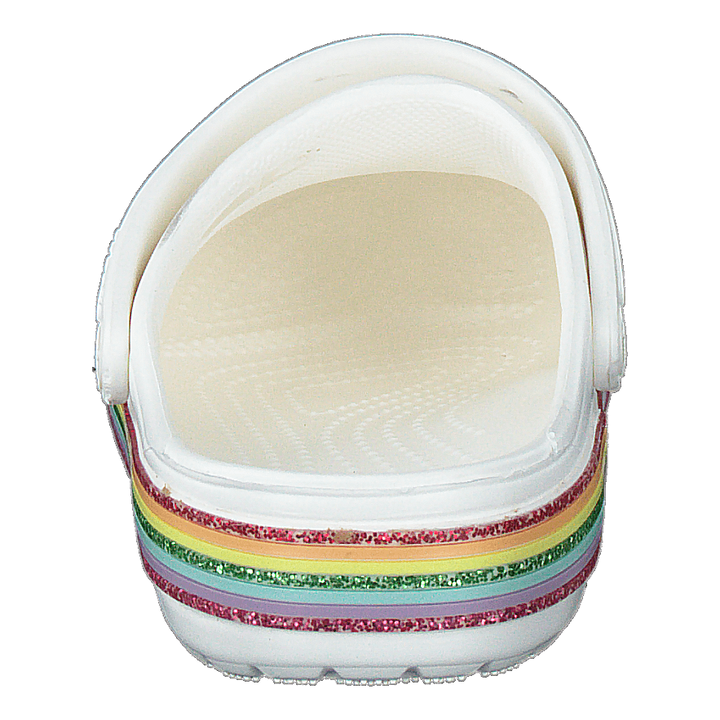 Crocband Rainbow Glitter Clg K White