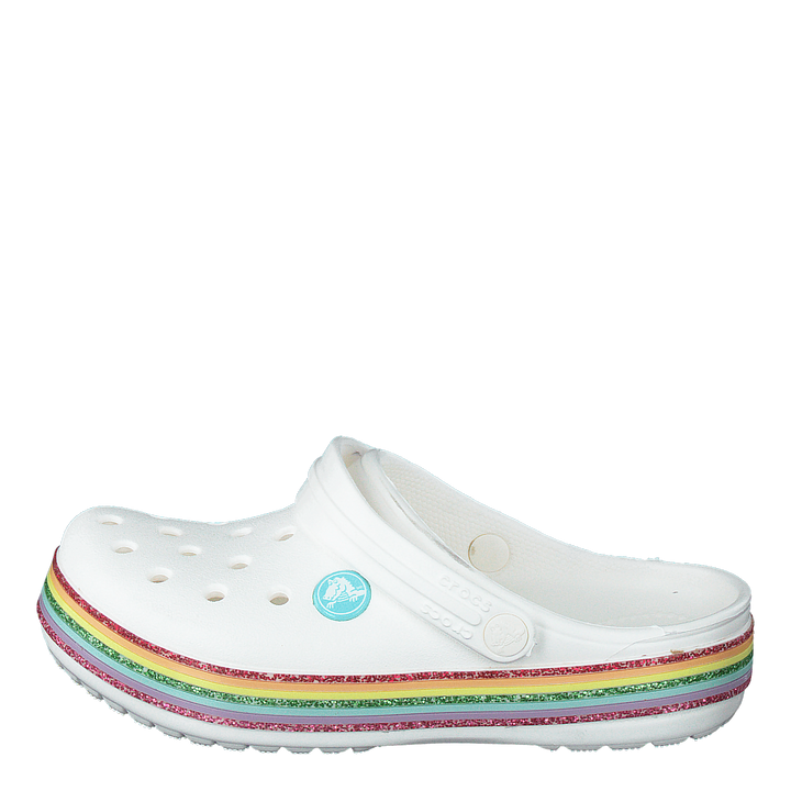 Crocband Rainbow Glitter Clg K White