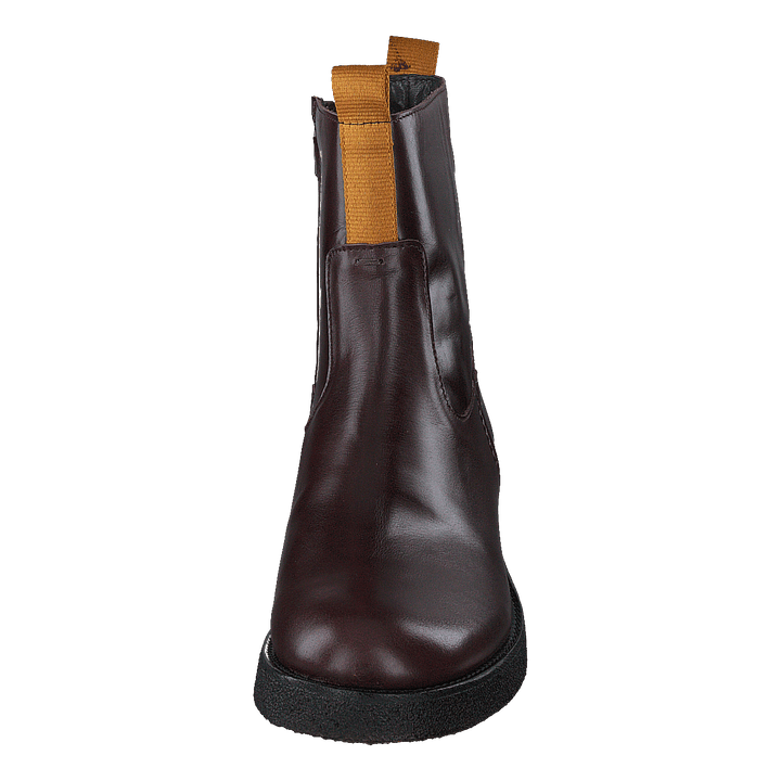Boot With Zipper Dark Brown/mustard