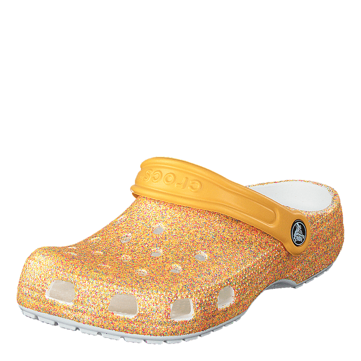 Classic Glitter Clog Kids Orange Sorbet Glitter