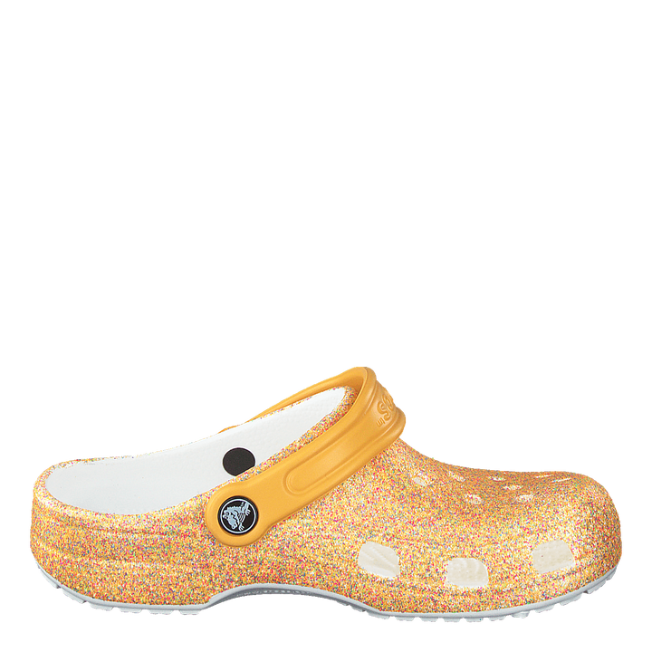 Classic Glitter Clog Kids Orange Sorbet Glitter