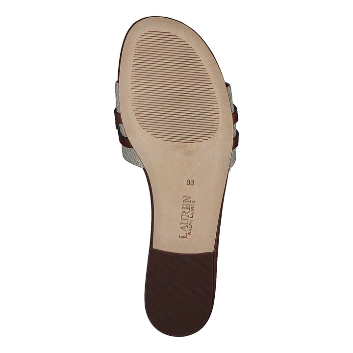 Alegra Canvas-Leather Slide Sandal Natural / Deep Saddle Tan