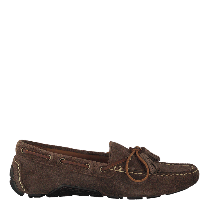 Anders Tasseled Suede Driver Chocolate Brown