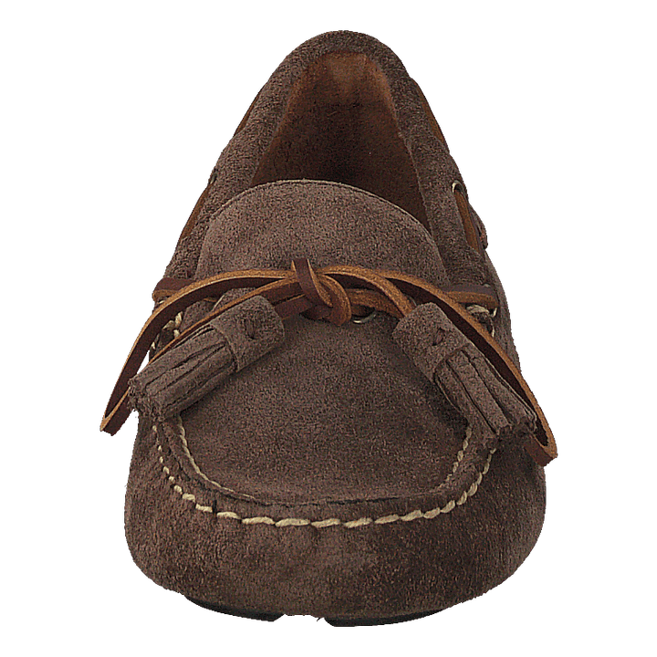 Anders Tasseled Suede Driver Chocolate Brown